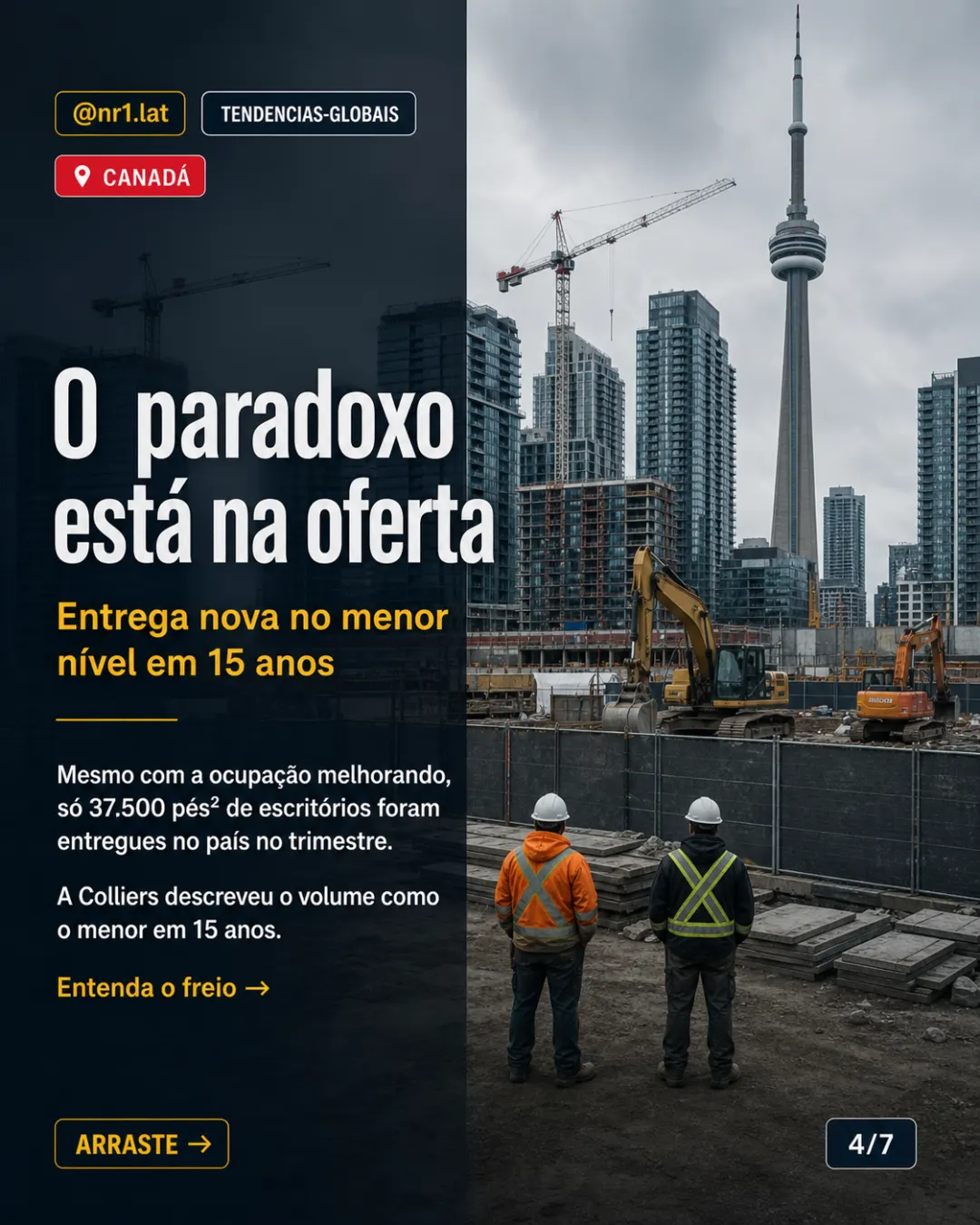 Canadá vê escritórios reagirem, mas obras caem ao piso em 15 anos — imagem 4 de 7