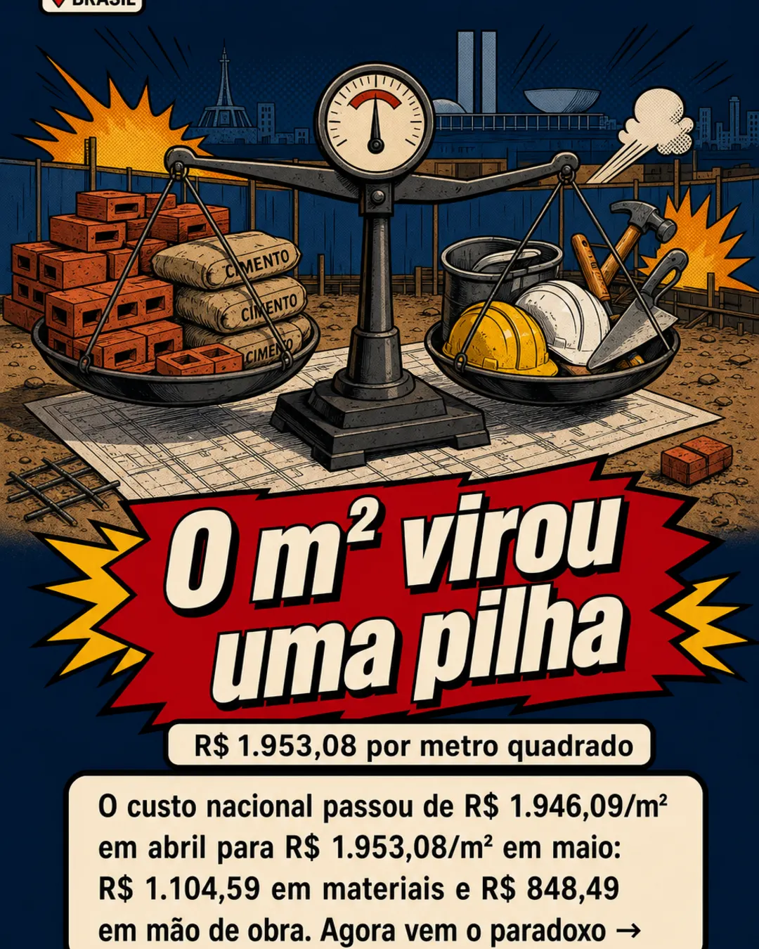 Custo da obra no Brasil vai a R$ 1.953/m² em maio — imagem 3 de 7