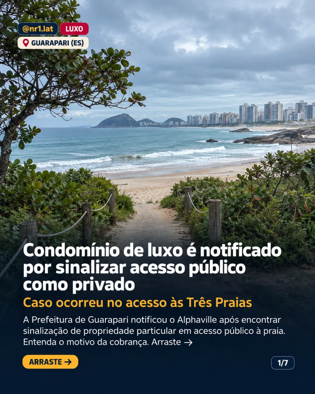 Guarapari (ES) notifica condomínio por placa em acesso público à praia — imagem 1 de 7