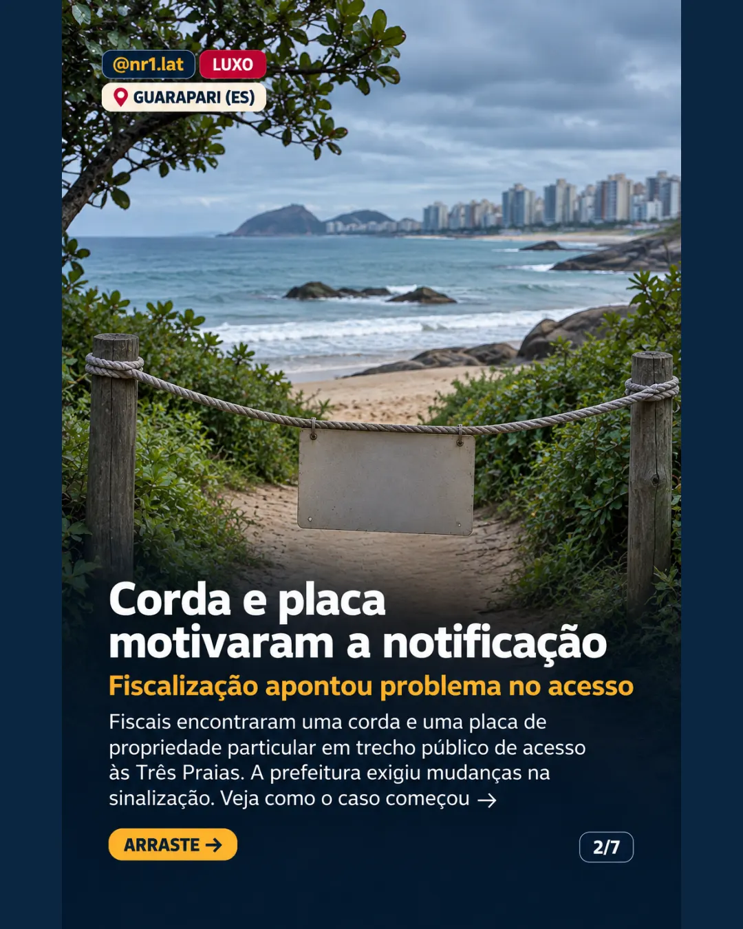 Guarapari (ES) notifica condomínio por placa em acesso público à praia — imagem 2 de 7
