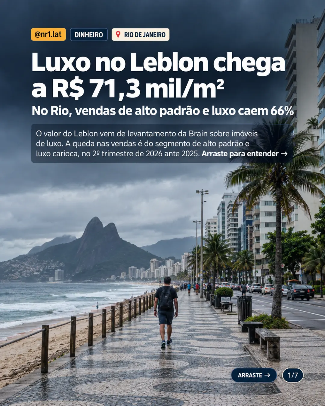 Luxo no Rio de Janeiro: Leblon chega a R$ 71,3 mil/m²; vendas caem 66% — imagem 1 de 7