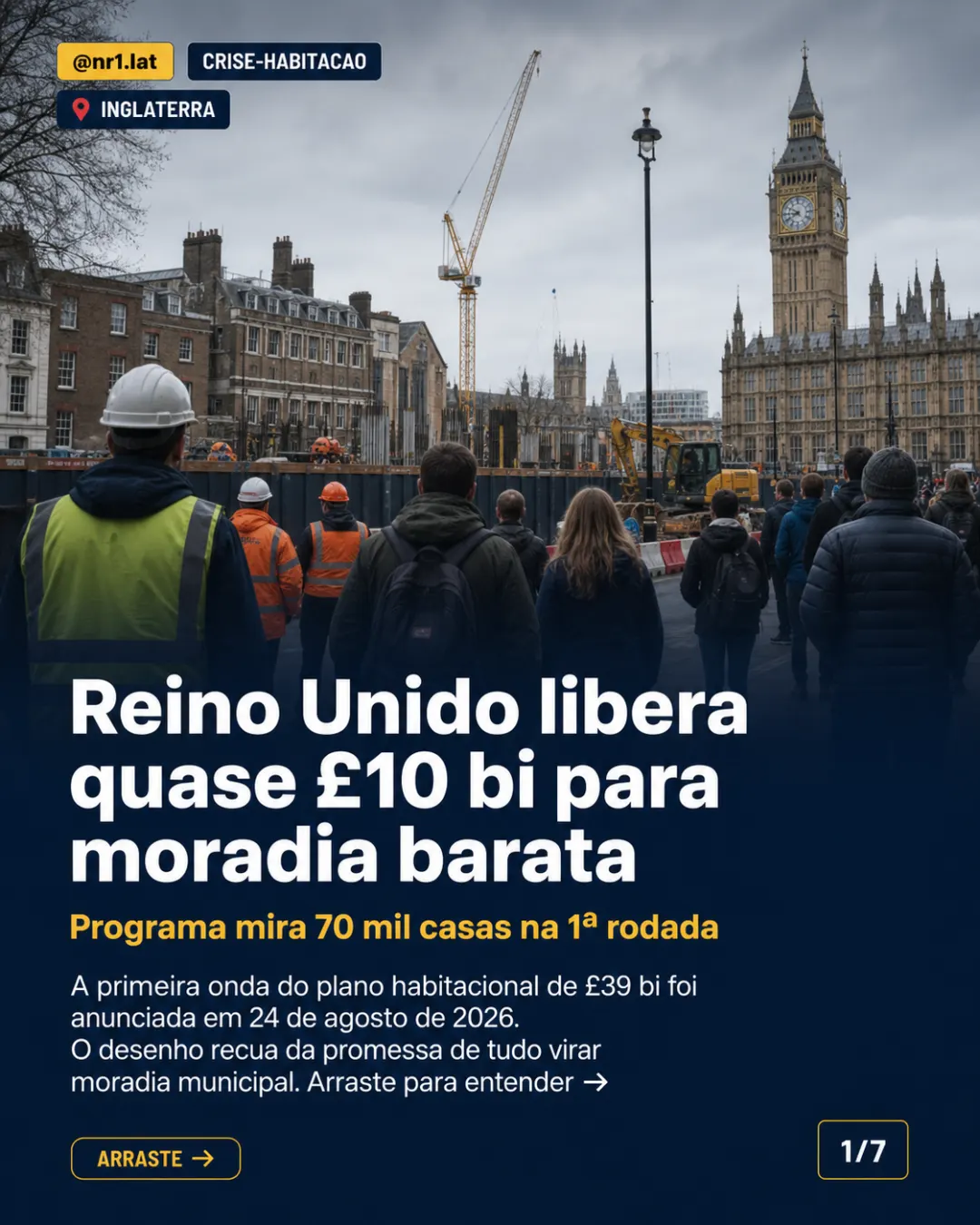 Inglaterra põe £9,58 bi em moradia, mas limita aluguel social — imagem 1 de 7