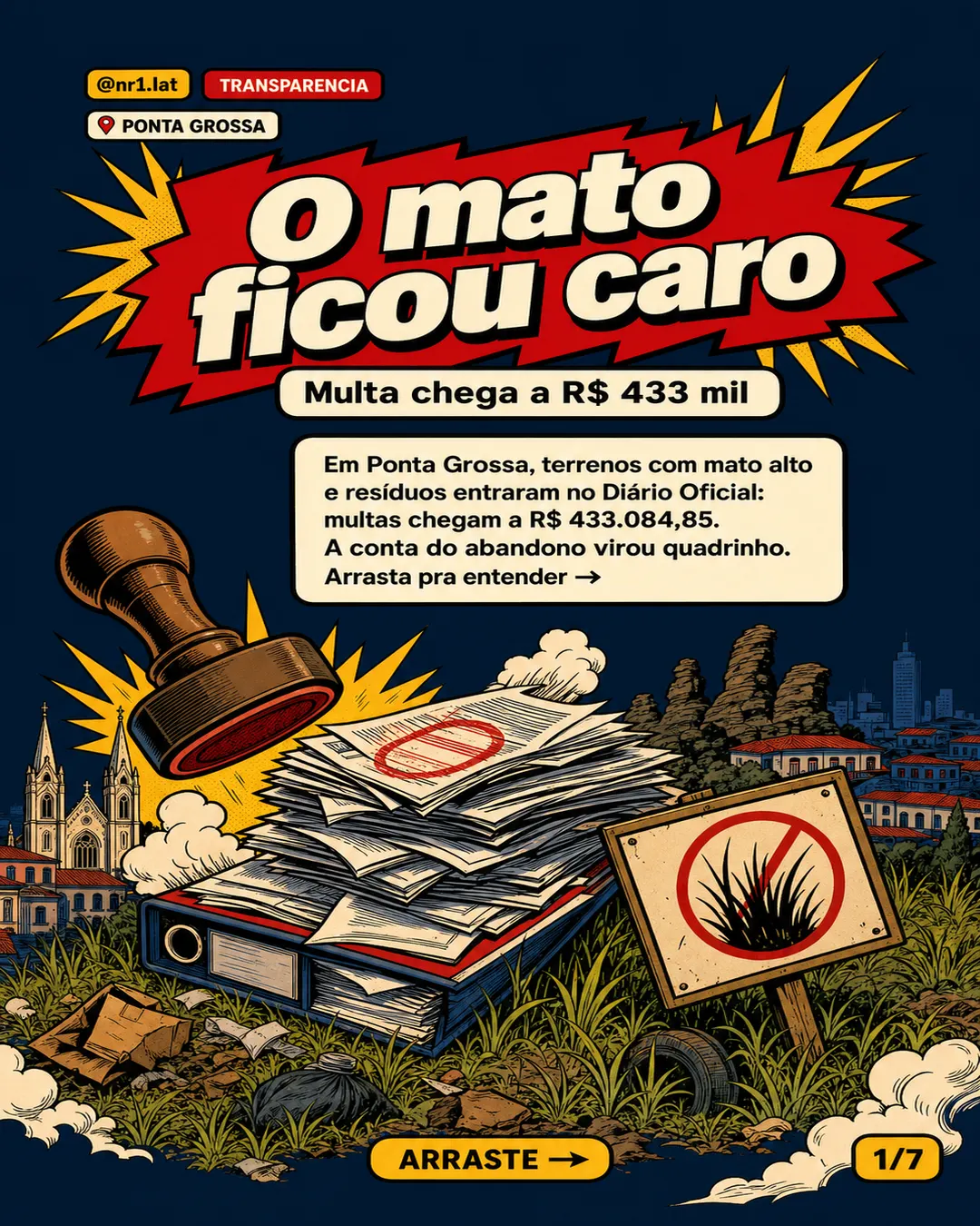 Ponta Grossa multa terrenos abandonados em até R$ 433 mil — imagem 1 de 7